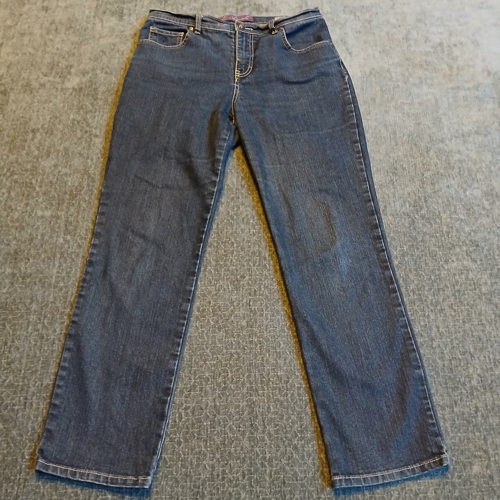 Gloria Vanderbilt Amanda Jeans Womens 8P Blue Dark Wash Tapered High Rise Petite